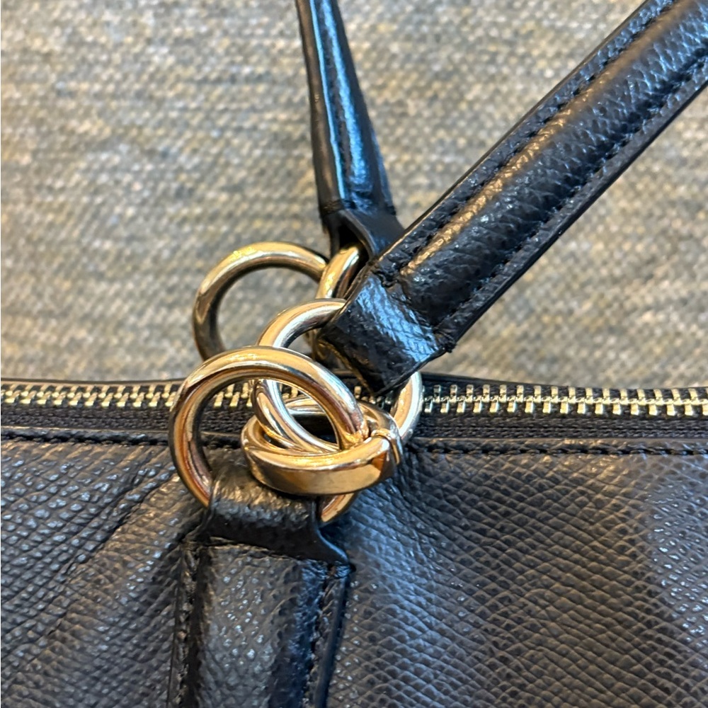 Coach Black Leather Tote with Signature Design - Picture 7 of 17